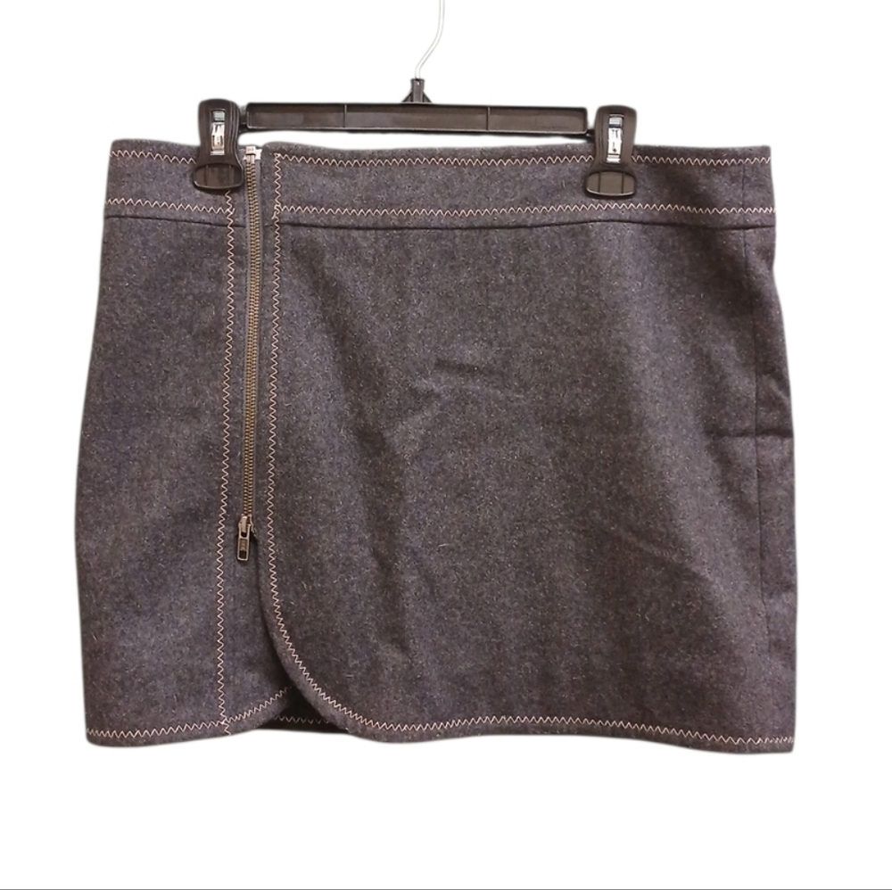 Purnell Anthropologie Gray Side Zip Up Wool Blend Mini Skirt Size 8/29